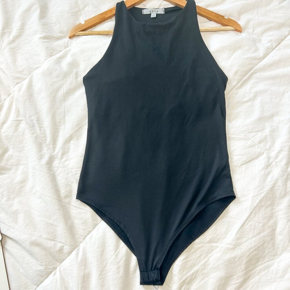 Gaze Black High Neck Sleeveless Bodysuit Women’s Size Small Stretch One Piece